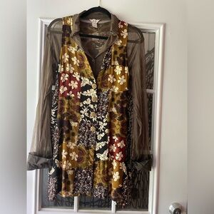 Bundle J Jill Sheer Shirt/ Beautiful Long Vest Overlay